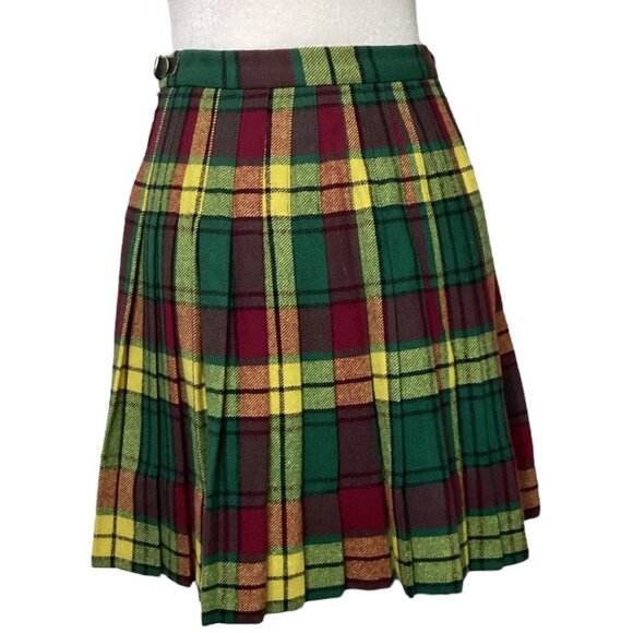 Vintage Neiman Marcus Laird-Portch Of Scotland Tartan Wool Kilt Wrap Skirt - S/M - Picture 2 of 7